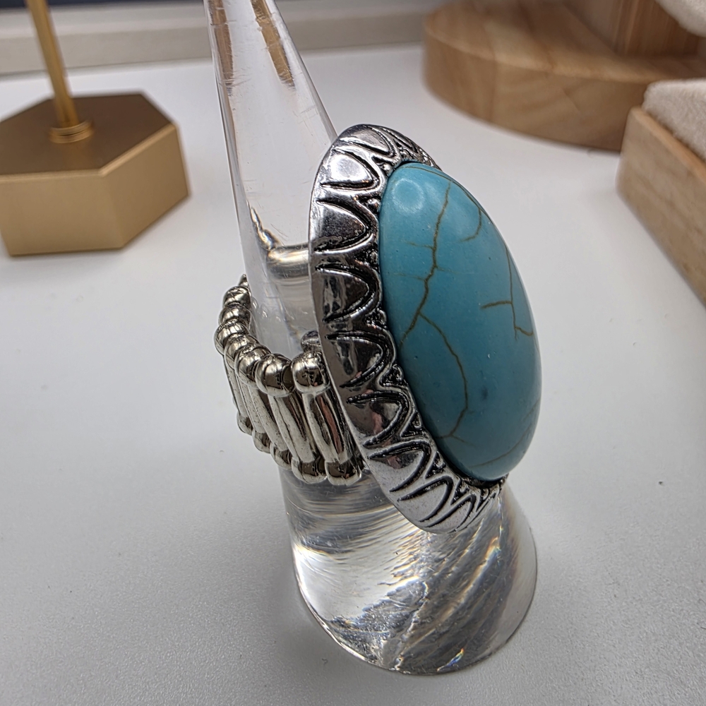 Paparazzi Silver and Blue Statement Ring (886)